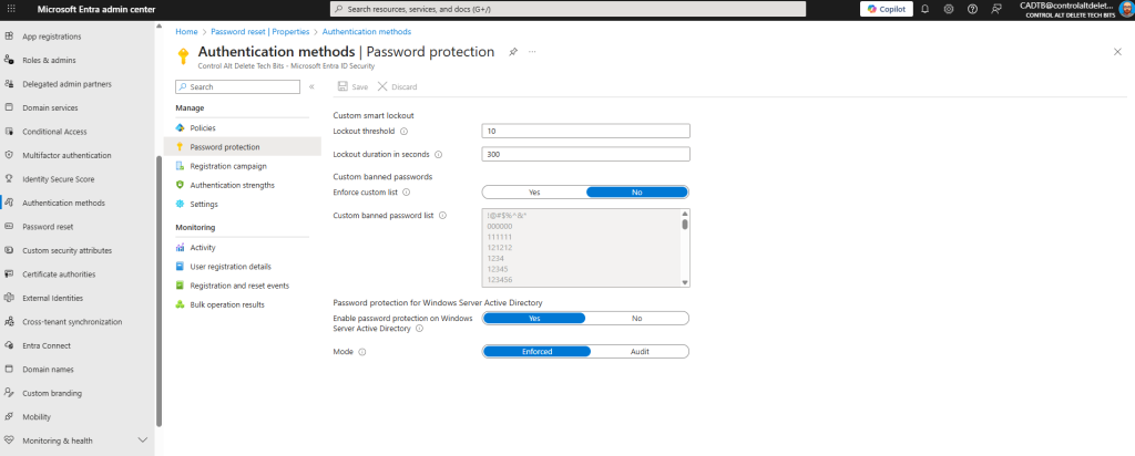 Temporary access password custom banned password microsoft entra 