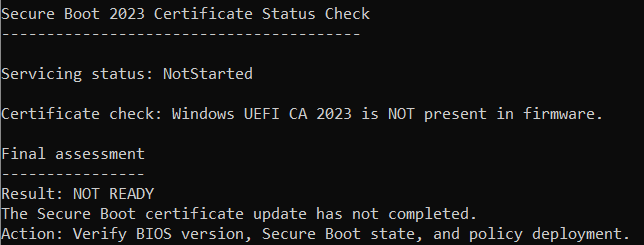 Secure Boot certificate check