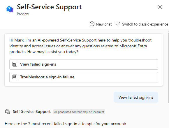 Entra Self-Service Support