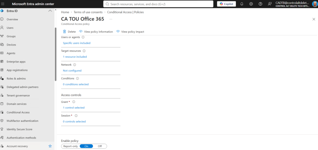 Microsoft Entra Terms of Use Conditional Access 