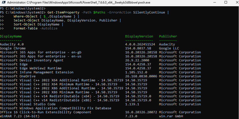 Microsoft intune app Inventory baseline