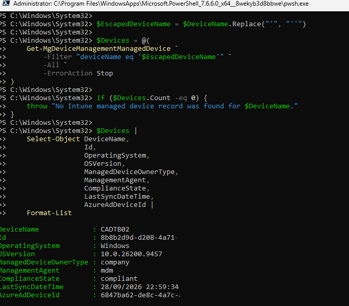 Powershell Get-MgDeviceManagementManagedDevice